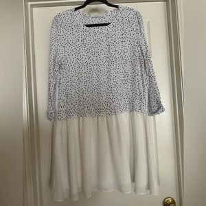 FRNCH Polka dot 3/4 length sleeve dress with multilayer skirt size Medium